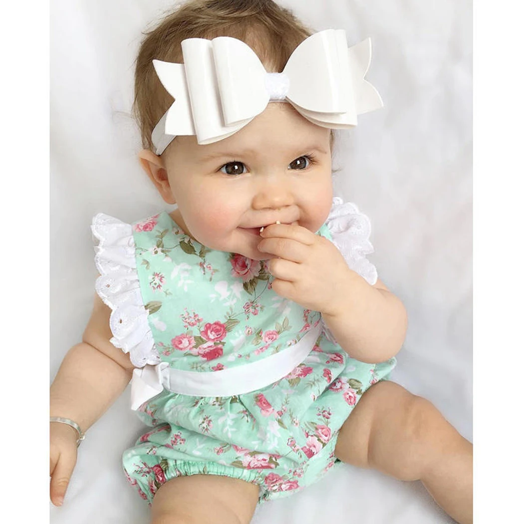 2018 Милый Летний комбинезон с бантом боди для новорожденных девочек цветочным