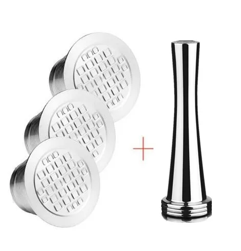 3 capsule 1tamper ICafilas, металлическая, многоразовая, многоразовая, кофейная капсула Nespresso, ложка с зажимами для капсул Nespresso - Цвет: 3 capsule 1tamper
