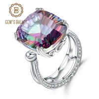 gems ballet 18 42ct natural rainbow mystic quartz 925 sterling silver gemstone cocktail rings for woman vintage fine jewelry