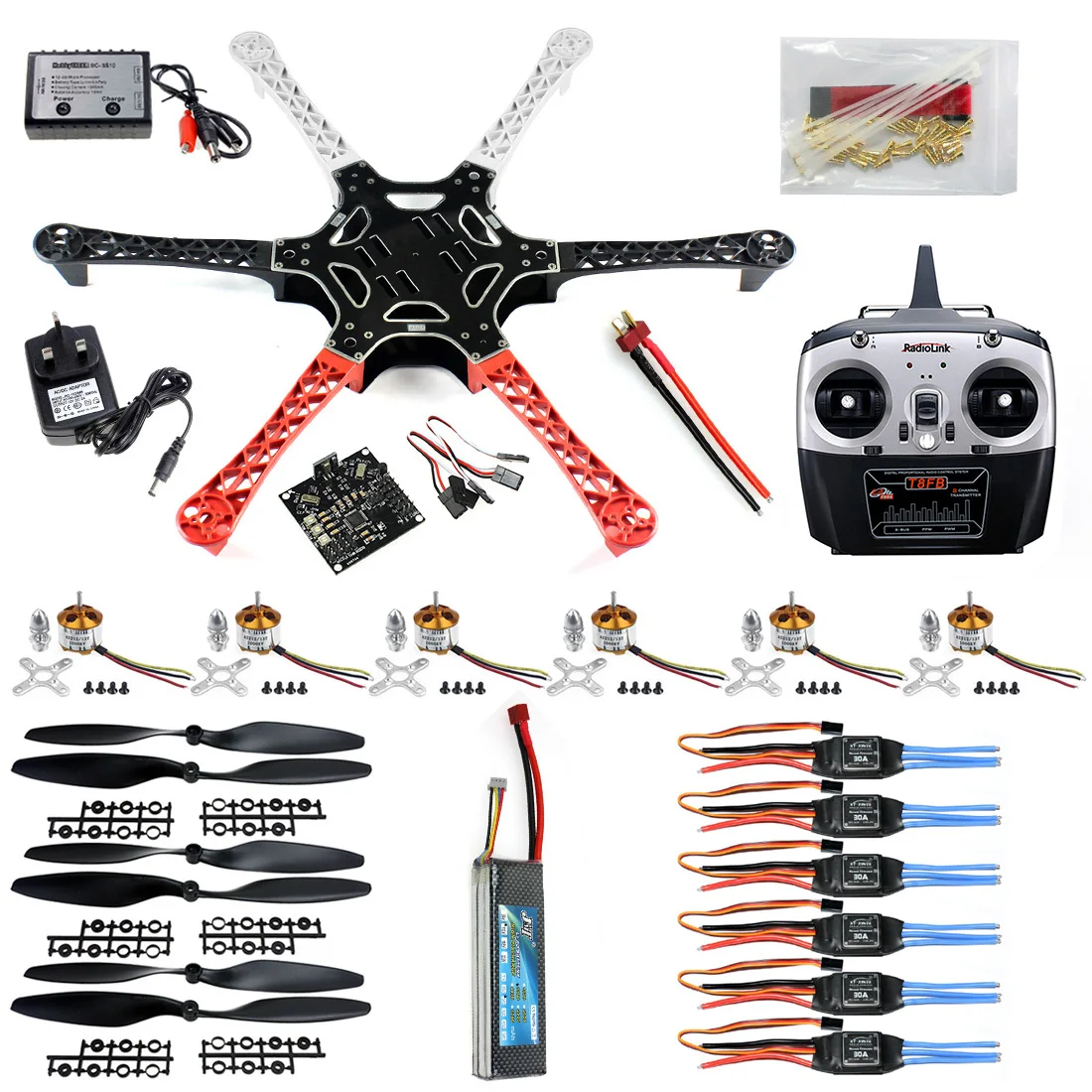 F550 6 осевой фланец KK 2 3 контроллер HexaCopter RTF W/ESC Мотор Пропеллер батарея TX RX ESC