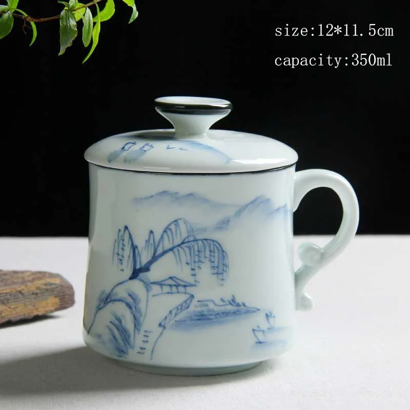 Винтажная сине белая фарфоровая Милая монах керамическая чайная чашка с крышкой