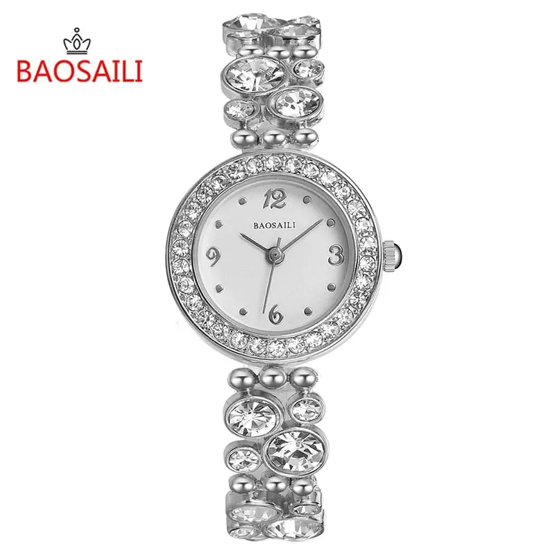 B-8209 BAOSAILI, японский кварцевый механизм, часы-браслет, сверкающие бриллианты, женские наручные часы, водонепроницаемые, элегантные, Relojes для женщин - Цвет: silver