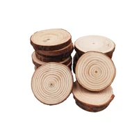 10pcs 8 9cm unfinished wood slices natural with bark for coasters burning christmas rustic wedding ornaments crafts