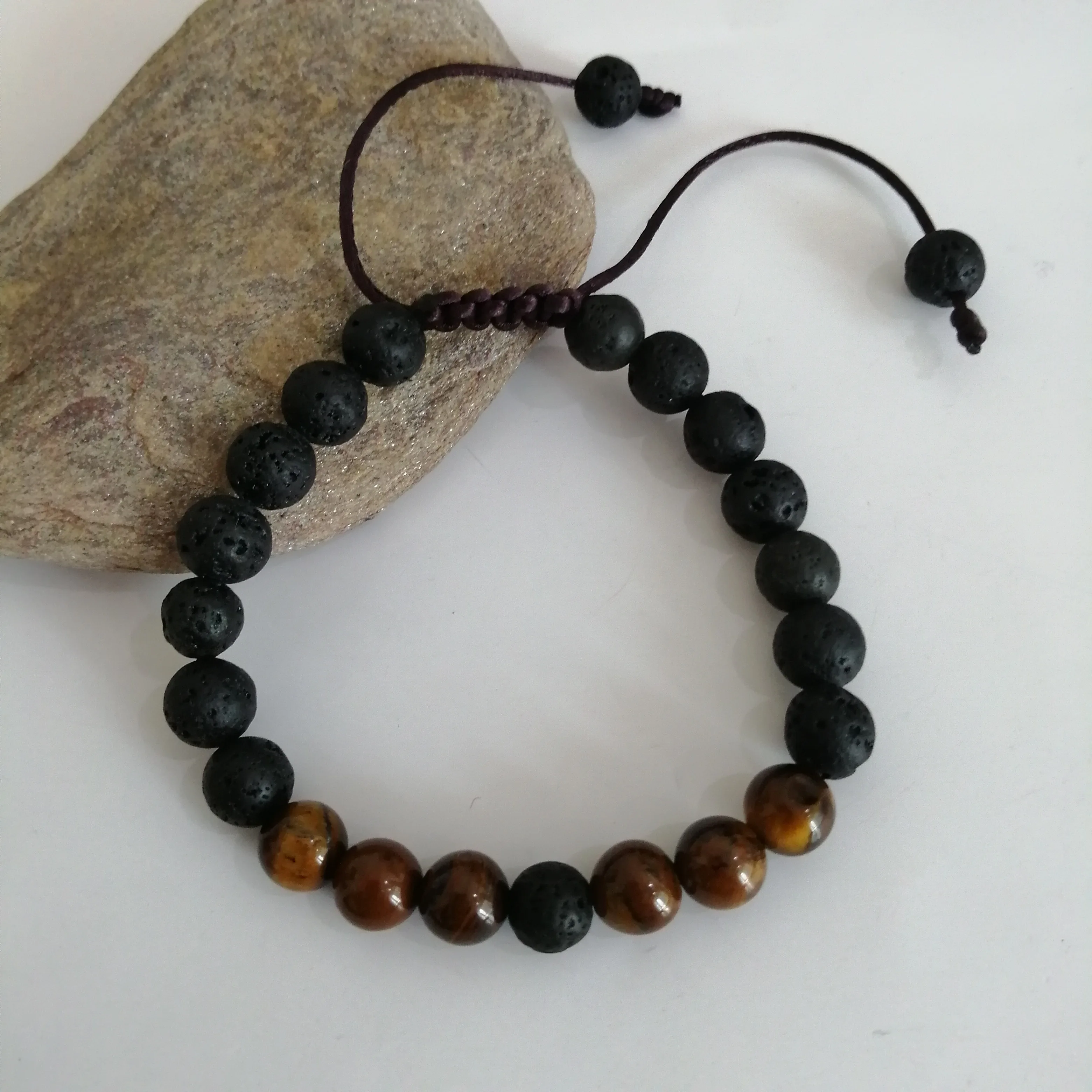 8mm Natural Tiger Eye Stone Lava Volcanic Rock Beads Adjustable Bracelet for Men Women Best Friend Hot | Украшения и аксессуары