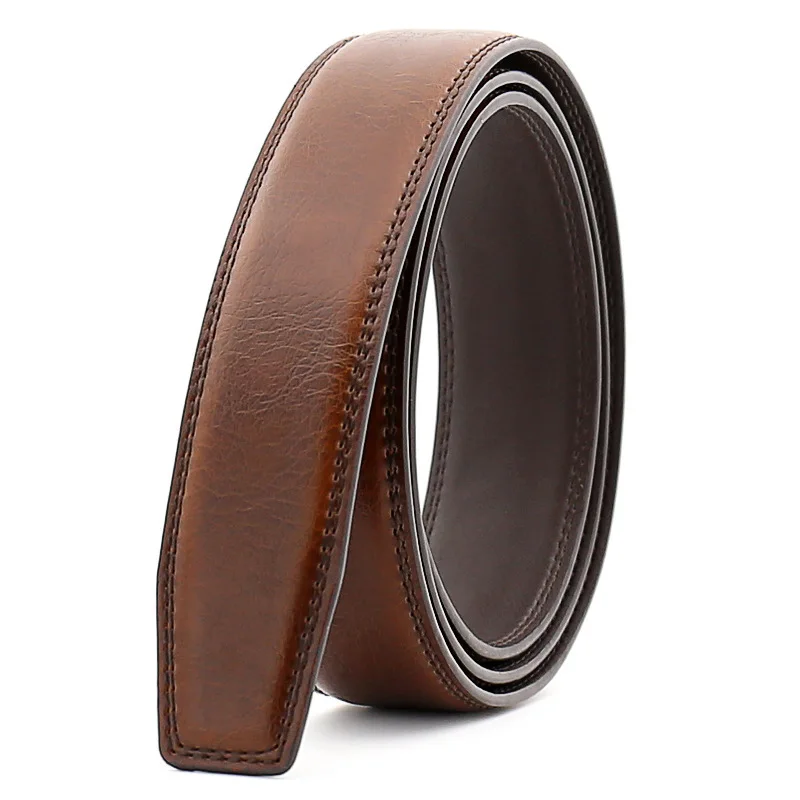 Leather Belt Men Without Buckle Hot Sale Men Accessories Genuine Leather Man's Belt Strap Blak Brown 110cm-130cm CE122
