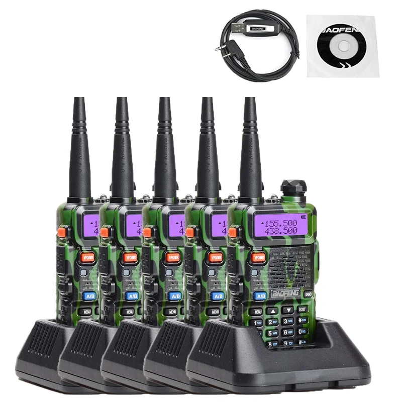 

5pcs Baofeng uv-5r CB radio VOX 5 Km Walkie Talkie Two Way radio +1pc programming cable