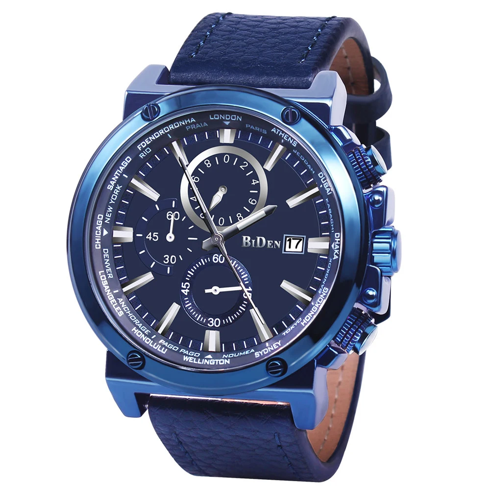 Мужские часы Модные Аналоговые Кварцевые хронограф 3 АТМ водонепроницаемые