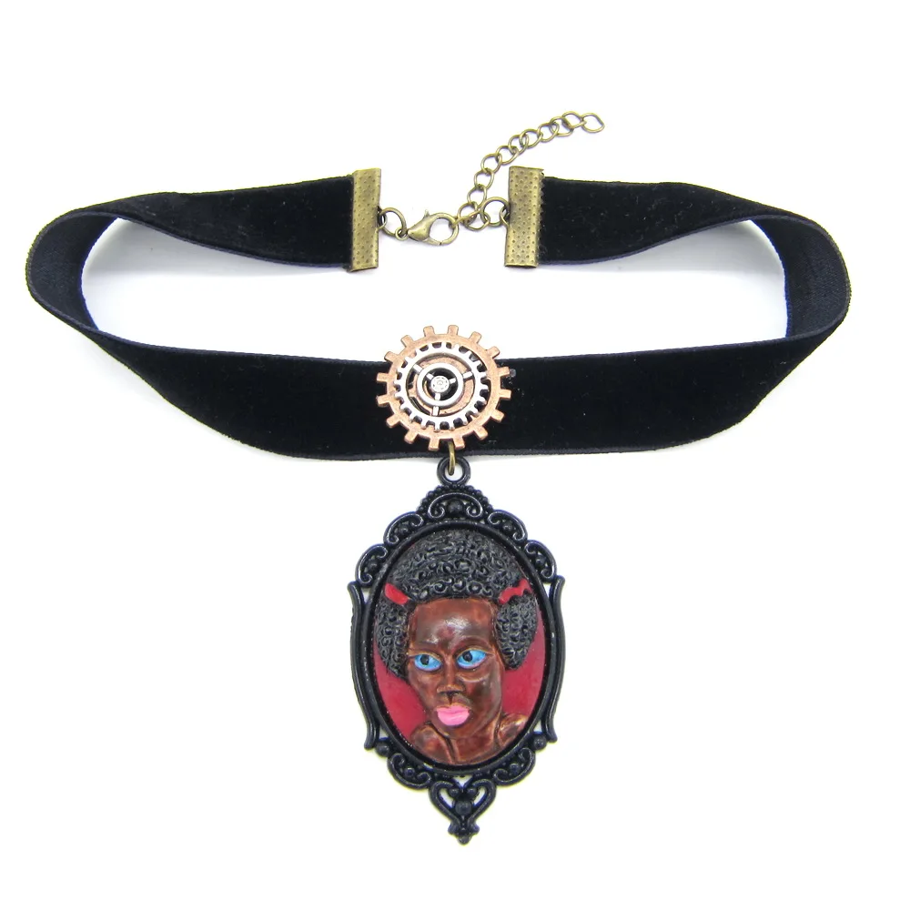 Indian Girls Pendant Women`s Velvet Choker Top Necklace | Украшения и аксессуары