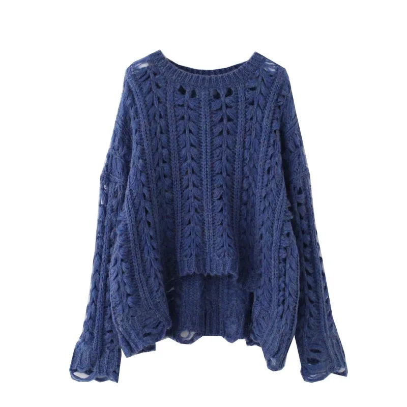 Marwin 2018 New-Coming Autumn Winter Loose Comfortable Soft O-Neck Pullovers Solid Full Casual Women Sweaters Blue Gray | Женская одежда