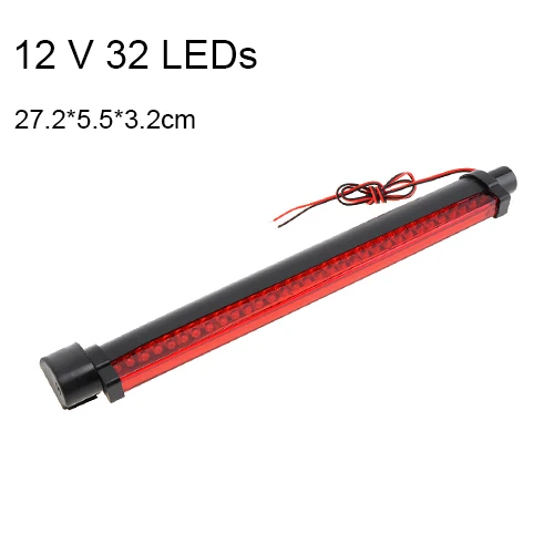 32 Leds 12 В Универсальный красный светодиодный светильник для стайлинга автомобилей, задний тормозной фонарь, противотуманный фонарь, задний фонарь на лобовое стекло, задний светильник с высоким креплением, Предупреждение светильник - Испускаемый цвет: 32 Leds