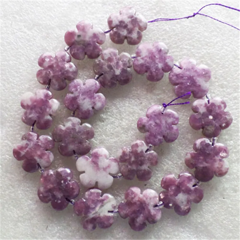 (1 нить/партия) оптовая продажа резных фиолетовых лепидолитовых цветов