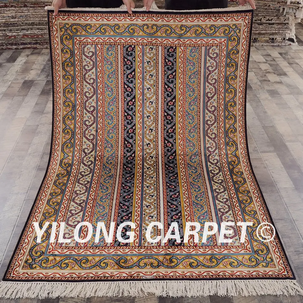 Yilong 4'x6' традиционные персидские ковры ручной работы в полоску Дизайн шелк
