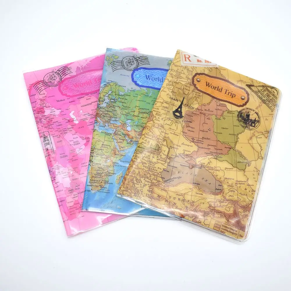 Модный чехол для паспорта из полиуретана и ПВХ с картой мира Обложка брендовый