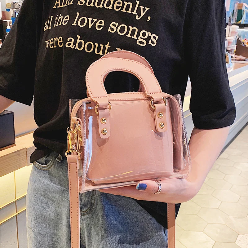 Женская прозрачная квадратная сумка через плечо Пляжная брендовая дизайнерская