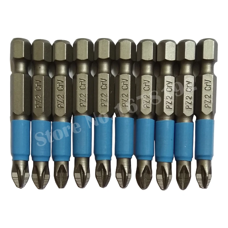 10pc PZ2 Hex Magnetic Anti Slip Pozidriv Electric Screwdriver Bit Set Length 50mm Power Tool Accessories