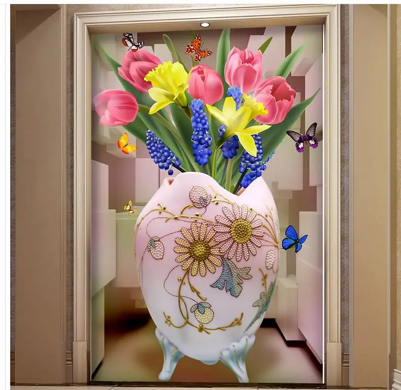 3d фрески обои для гостиной тюльпан ваза 3D входные цветок настенные | Обустройство