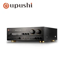 Oupushi HA8200 профессиональный караоке высокой мощности амплитера 200 Вт* 2 с пультом дистанционного управления микрофонным входом