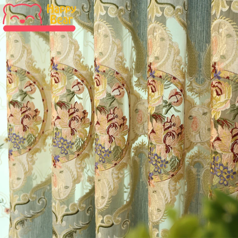 

Happy Bear Modern Blackout Curtain for Living Room Thicken Chenille Embroidered Curtain for Bedroom Decorative Jacquard Curtain