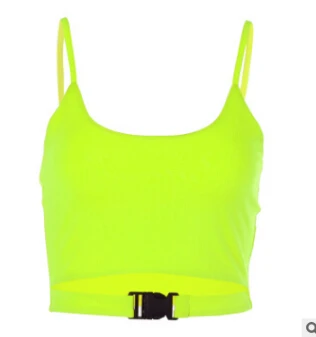 Женский пикантный Повседневный Топ без рукавов летний укороченный топ с пряжкой