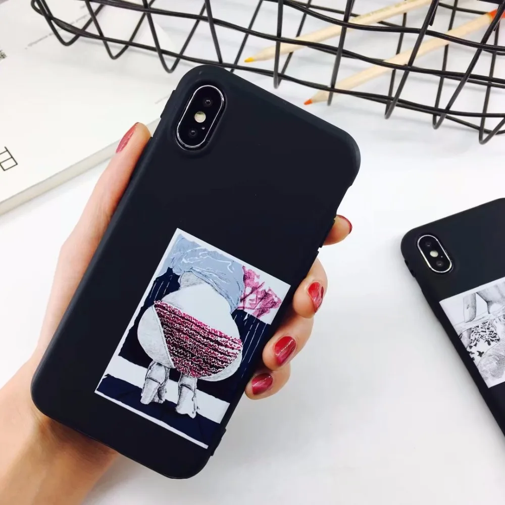 IMIDO Funny Cartoon Phone Case For iphone X Cover Touch arse sexy Abstract Letter Print 6S 6 Plus 7 8 plus | Мобильные телефоны и