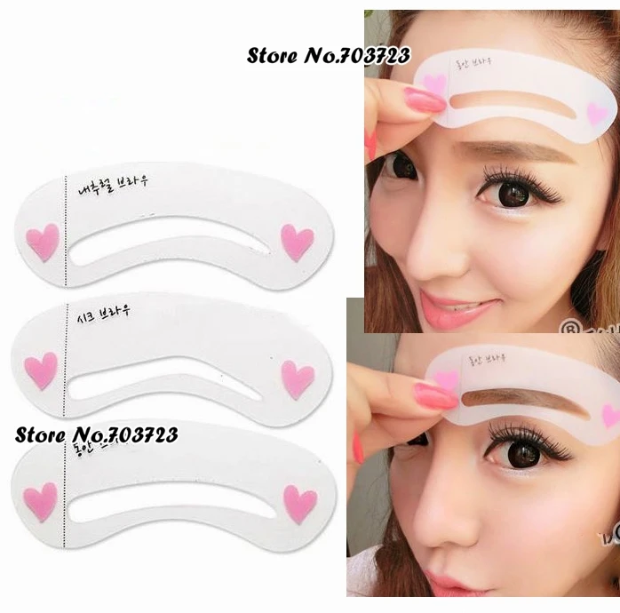 Fashion 3rd Mini Eye Brow Class Drawing Guide Stencils 3 Different Shape Frame