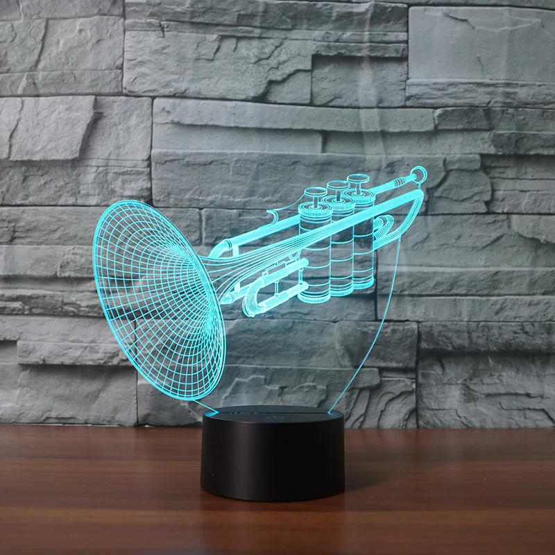 Продукты Музыкальные инструменты труба 3d ночник Led Настольная лампа подарок