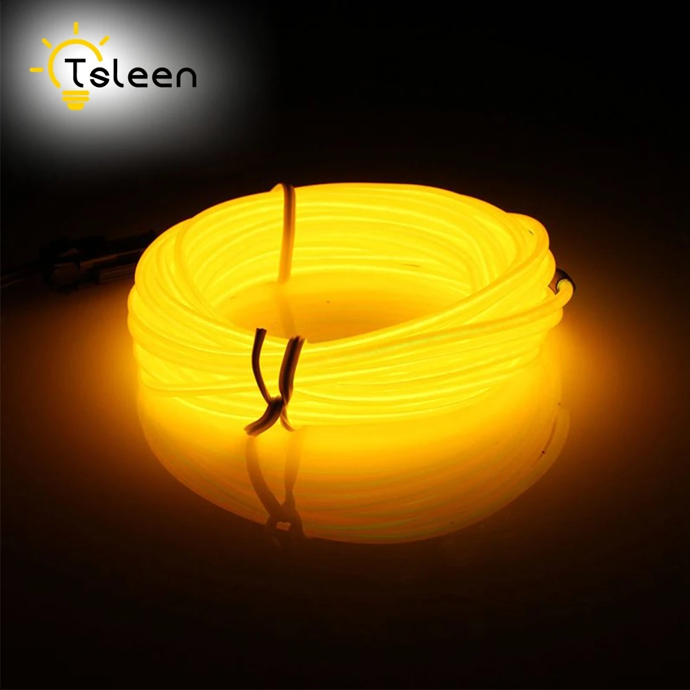 Неоновый шнур Led EL Wire String Светодиодная лента гибкий светильник для автомобиля Танцевальная вечеринка 2 м 3 м 5 м Питание от батареи с контроллером Led rgb