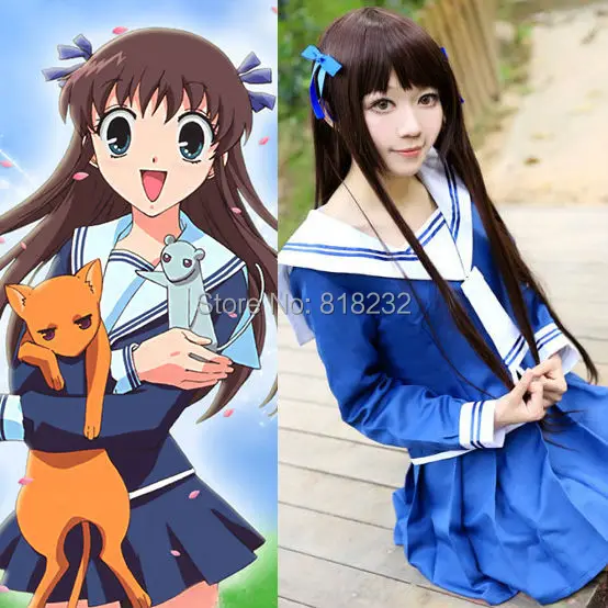 

Fruits Basket Honda Toooru School Uniform Dress Sailor Suit Long Sleeve Cosplay Costumes