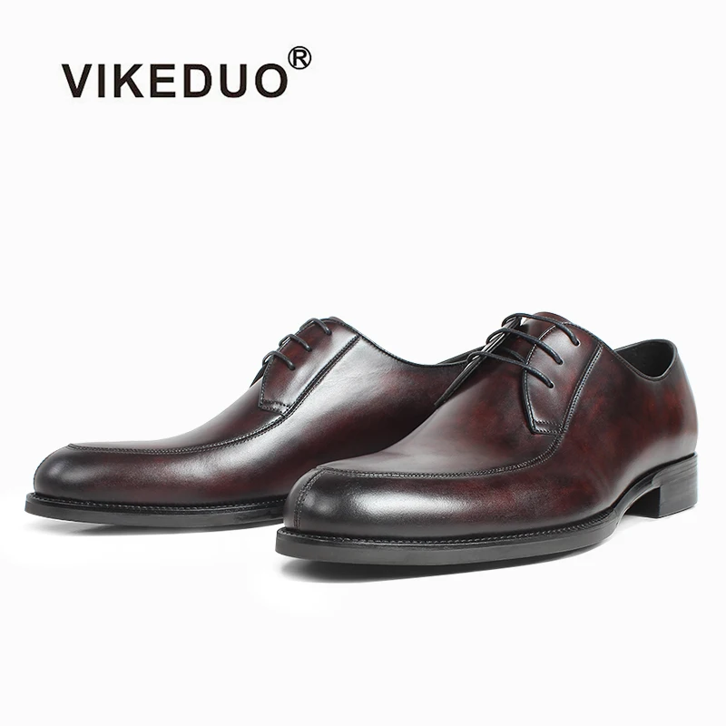 Мужские модельные туфли VIKEDUO коричневые с пятнистым крашением повседневные