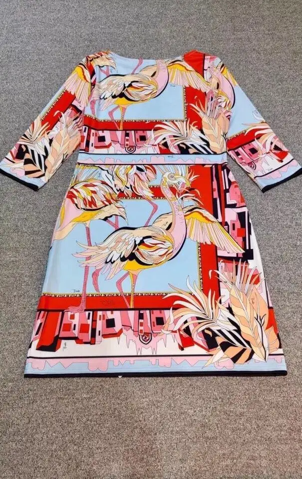 Женское модное платье красивый принт эластичное трикотажное приталенное