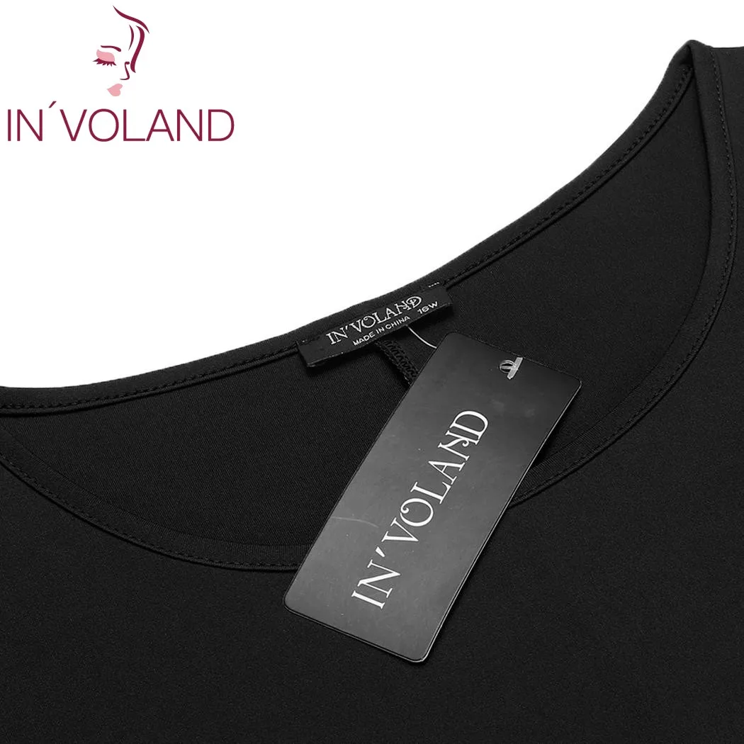 IN'VOLAND/большие размеры L 4XLWomen футболки топы Модные осенние пуловеры с круглым