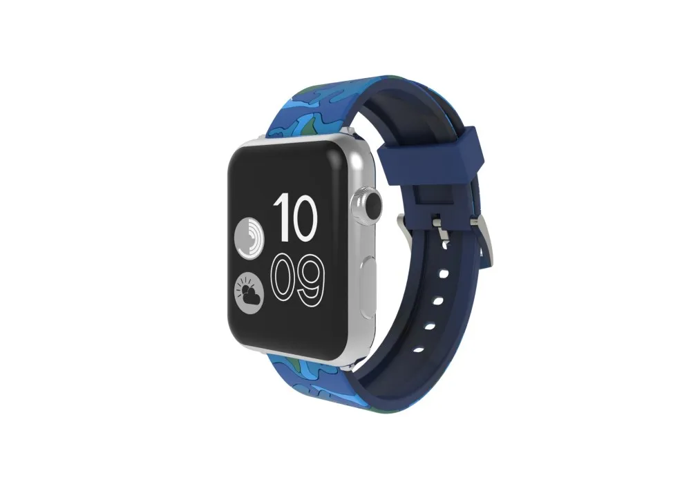 Спортивный силиконовый Камуфляжный ремешок для Apple Watch Series 4 3 2 1 с пряжкой 38 42 мм