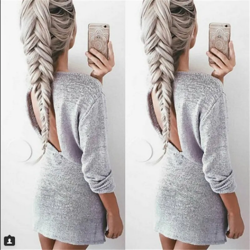 Плюс Размеры Вязание полые свитер Для женщин Платья для 2017 на весну и зиму Модные