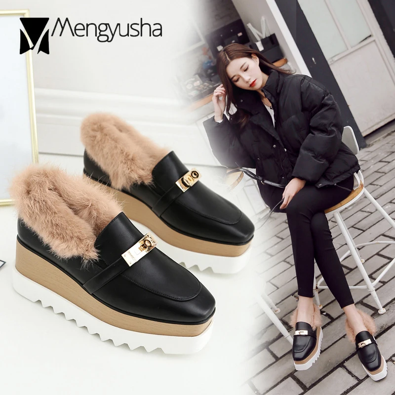 Bota feminina/Теплые Зимние ботильоны для женщин на платформе с металлическим