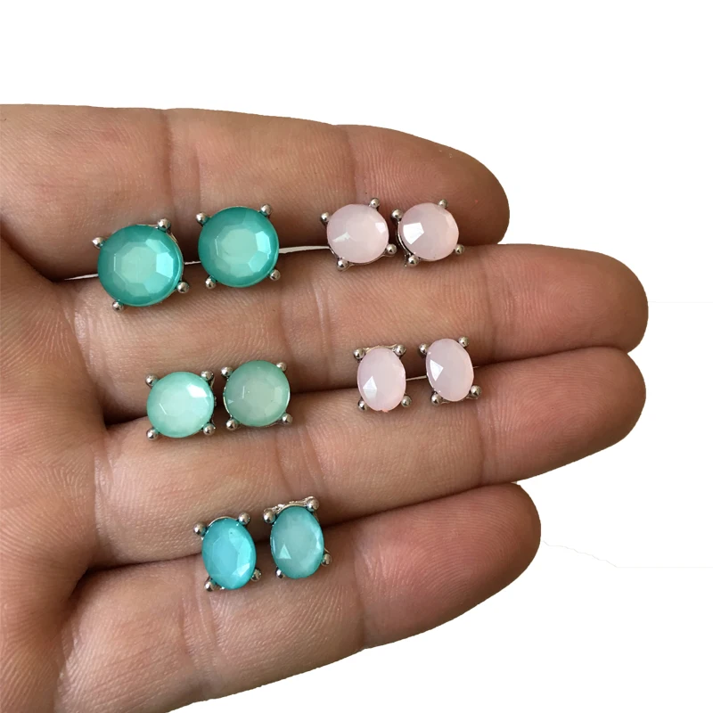 Vintage Geometric Stud Earrings Set For Women Girls 2019 Fashion Bead Stone Flower Small Boucle d'oreille Femme Gifts | Украшения и