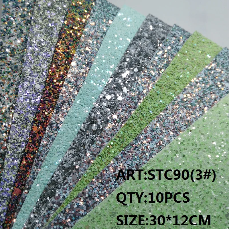 Прозрачный запас 1 комплект(10 шт.) 30X12 см Alisa Glitter Cuero Sintetico блестящая кожа для DIY аксессуары для волос ремесло STC90