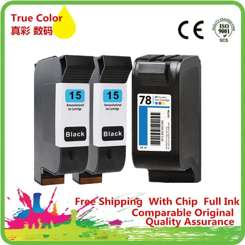 1SET 1BK Чернильный картридж для принтера тонер для 15 78 15XL 78XL HP15 HP78 HP15XL HP78XL 6578D с чернилами HP Deskjet 920c 930c 980c 1220cse Photosmart 1215 - Цвет: 1SET 1BK