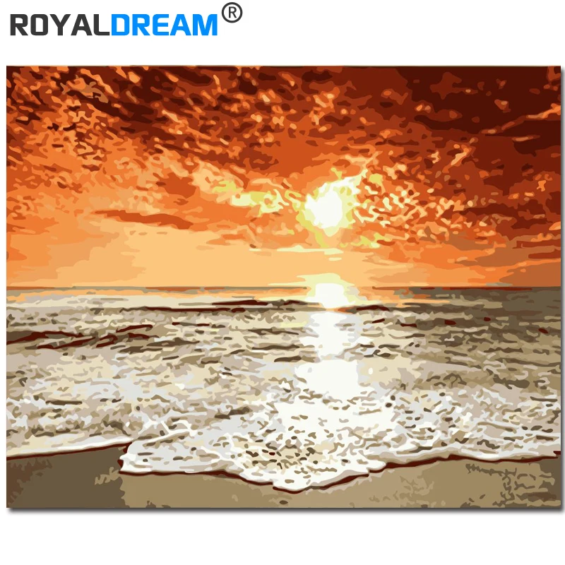 ROYALDREAM картина по номерам с романтическим морским пейзажем сделай сам Настенная