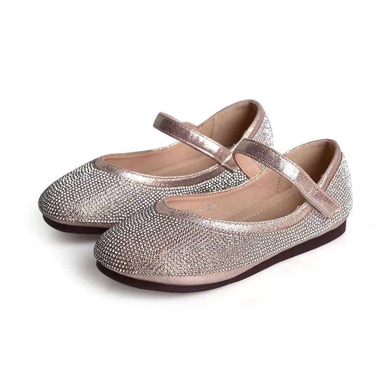 2018 г. Новая Осенняя кожаная обувь с блестящими кристаллами для маленьких девочек