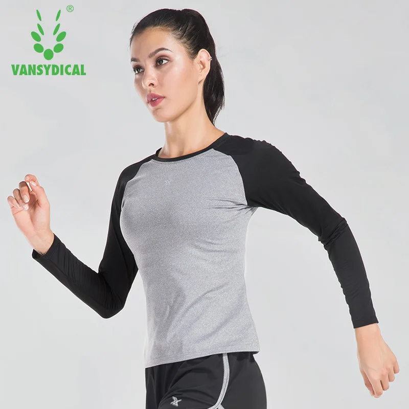 Женские спортивные футболки Vansydical эластичные быстросохнущие с длинным рукавом