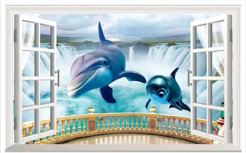 

Customized 3d wallpaper 3d wall murals wallpaper Dolphin falls 3D background wall paper living room wallpaper