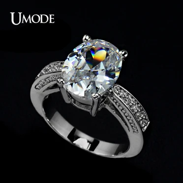 UMODE 4 зубца настройки 13*10 мм 5 карат овальной резки Большой AAA + фото для женщин