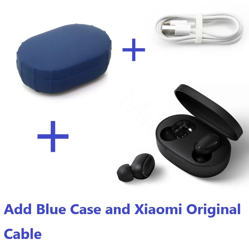 Xiaomi Redmi AirDots True Беспроводные bluetooth 5,0 наушники DSP активная шумоподавление гарнитура с микрофоном наушники - Цвет: Blue Add Cable Set7