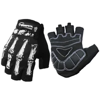 1 pair 3d print cycling gloves half finger anti slip bike bicycle sports mesh winter skull skeleton goth racing motocross gloves