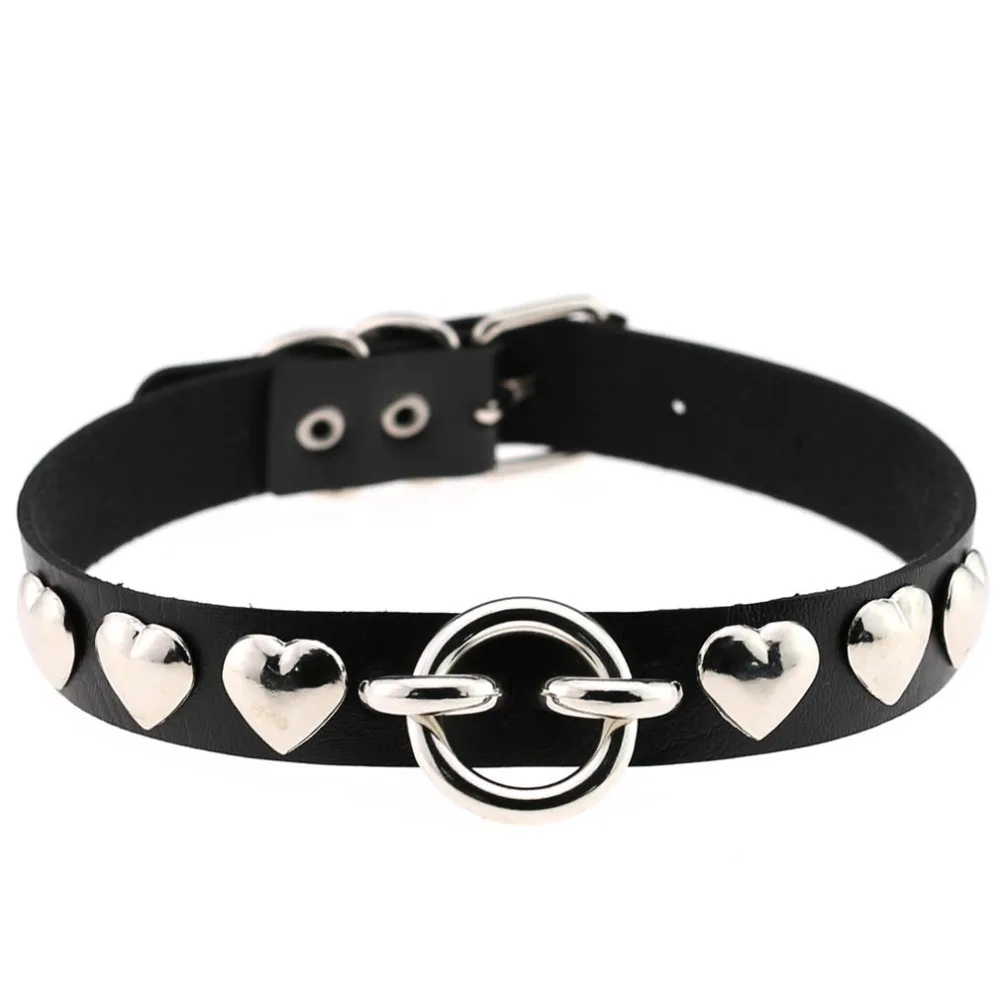 Женский кожаный ошейник Goth Belt черный из искусственной кожи с пиками в форме