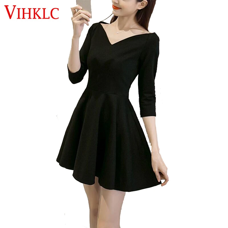 Новые весенние женские платье 2017 корейской версии без бретелек V воротником