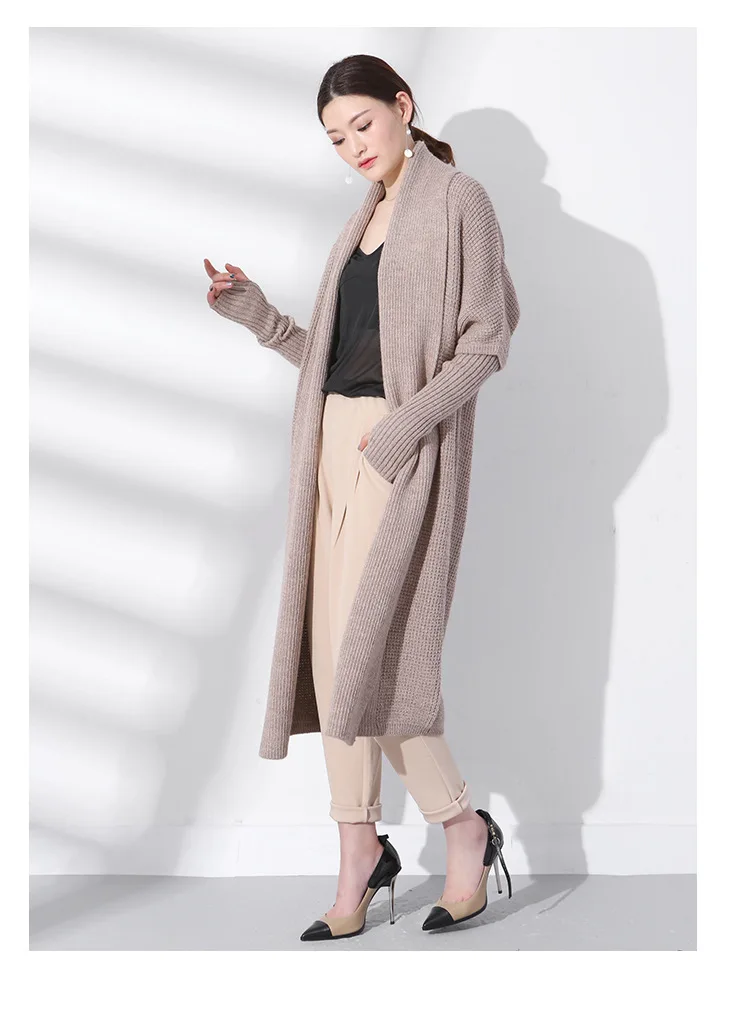 Spring new temperament commuter loose sweater cardigan female long solid color wild knitted loose coat 17065