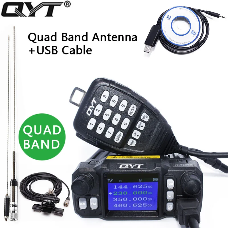 QYT KT 7900D 25 Вт Четырехдиапазонный Мобильный Радио рация 136/220/350/480 МГц 4 диапазона FM