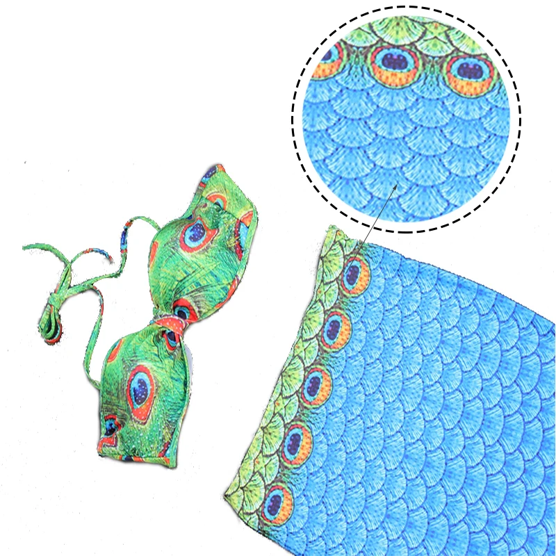 

Peacock print mermaid swimwear women Summer swim dress Wear Split Swimsuit Mermaid Tail Clothing Swimwear