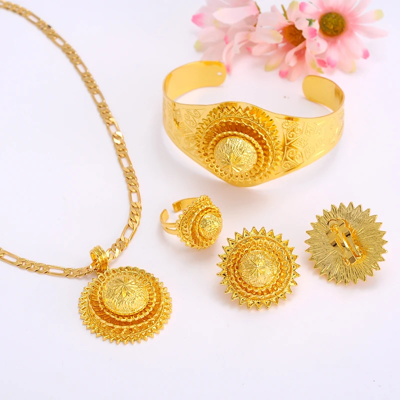 Большой женский ювелирный набор из эфиопских волос золотистого цвета/подвесная